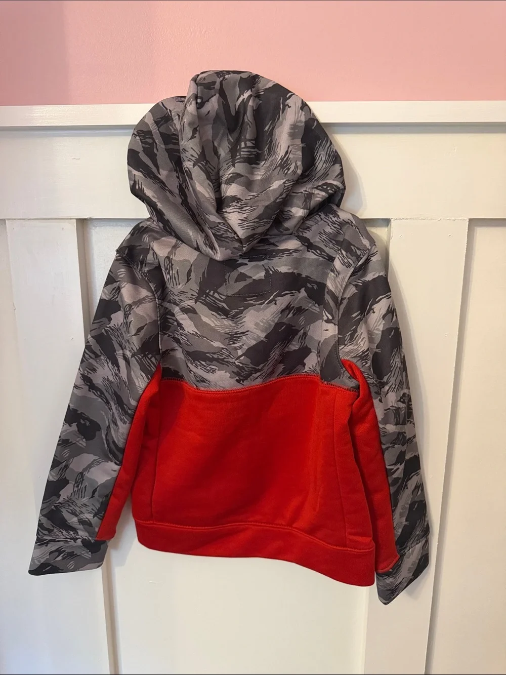 OshKosh B'gosh Red and Gray Camo Hooded Zip Sweatshirt (#2)